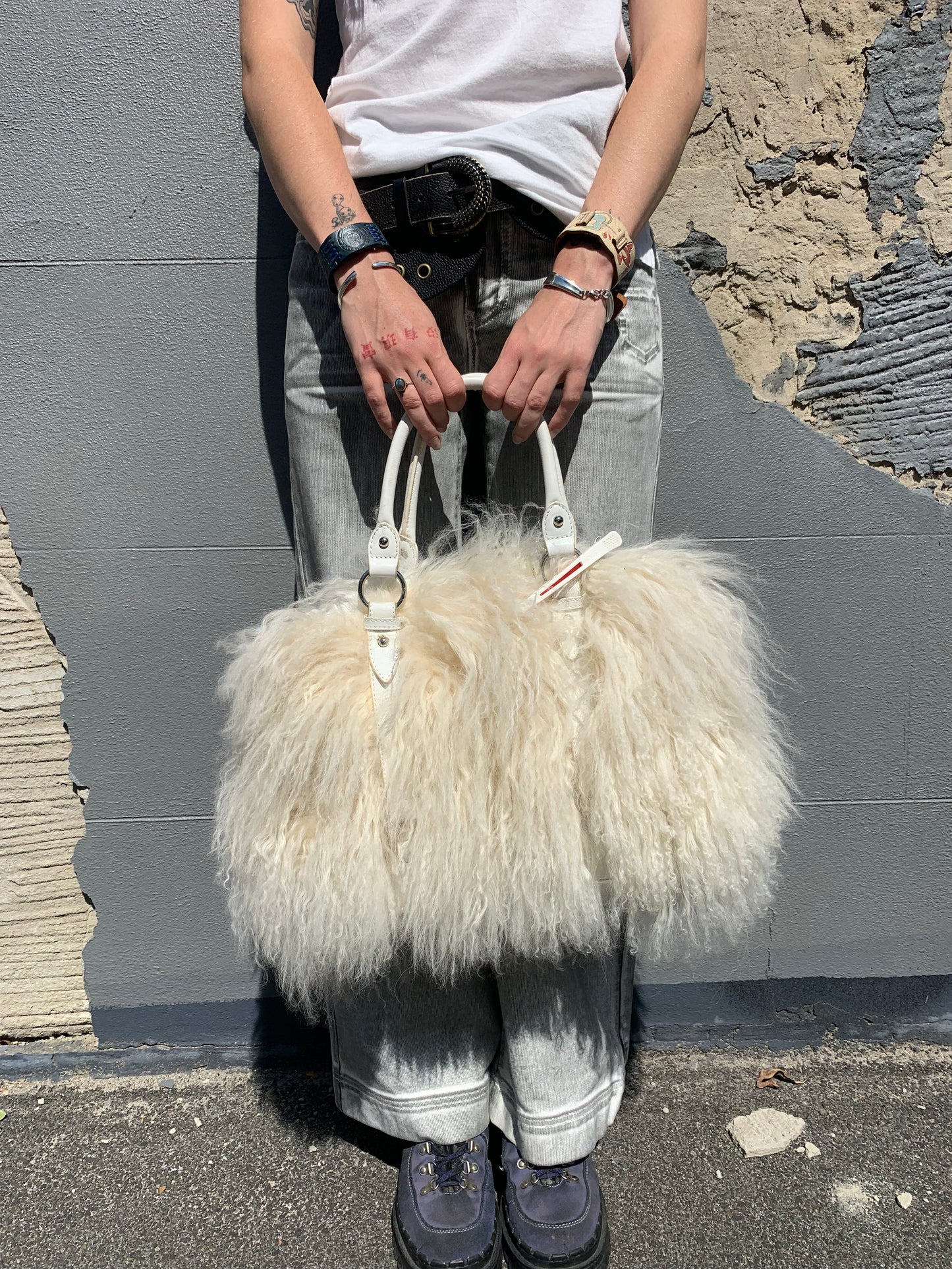 COCOON lamb fur shoulder bag