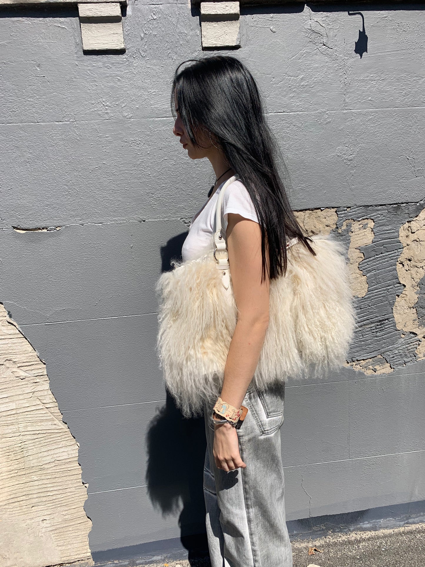 COCOON lamb fur shoulder bag