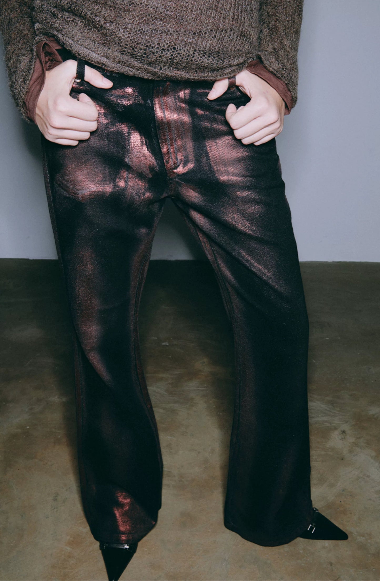 Acid wash red golden fare jeans
