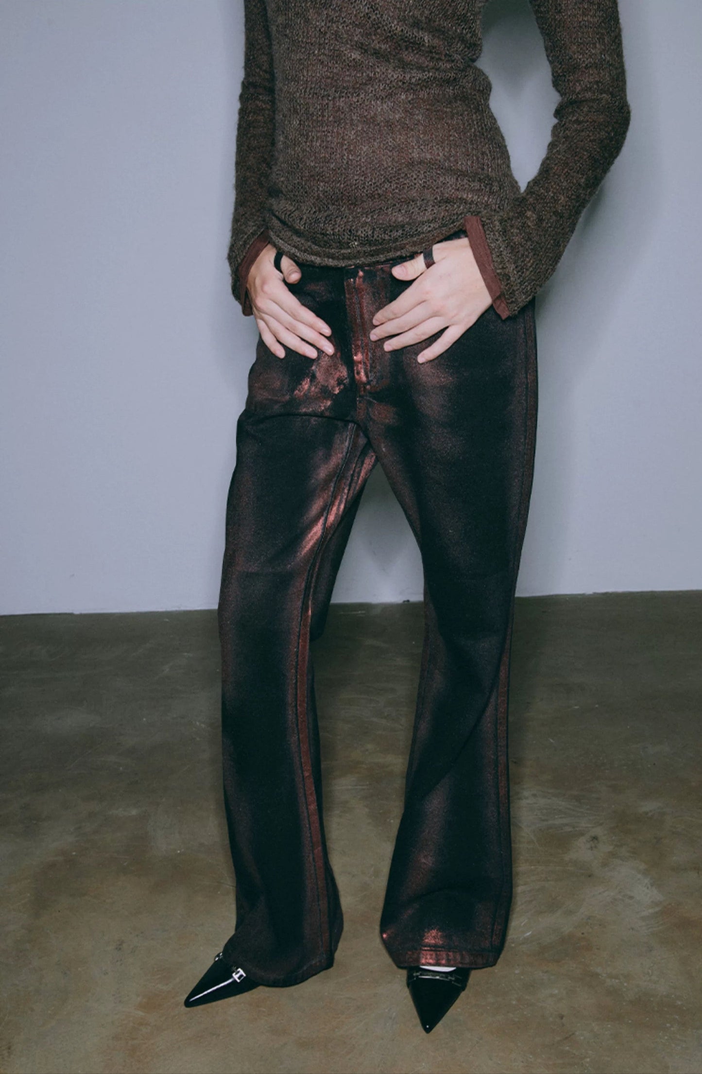 Acid wash red golden fare jeans