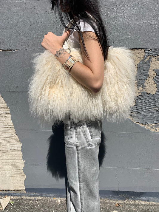 COCOON lamb fur shoulder bag