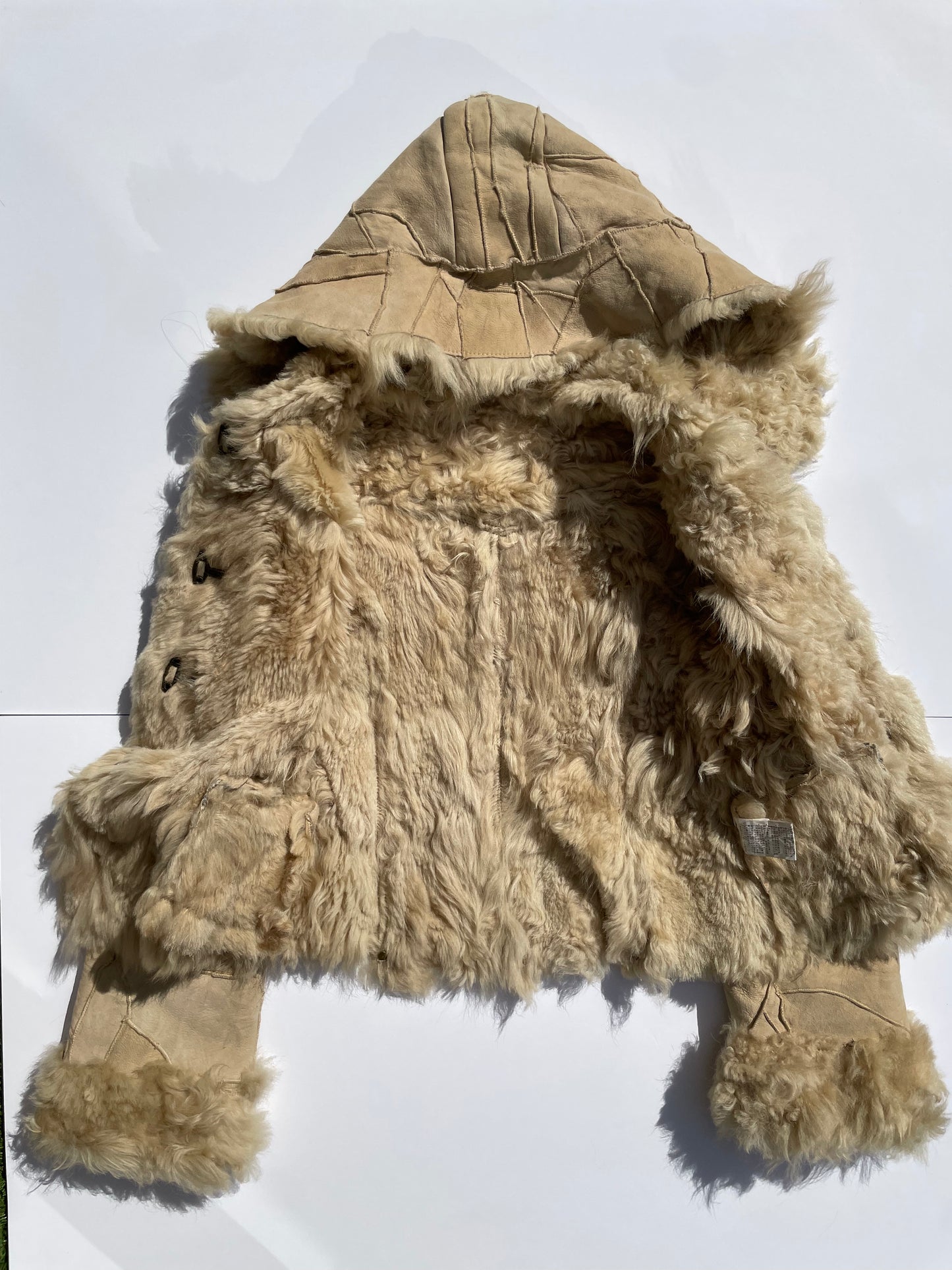 Waste Land beige lamb leather fur coat